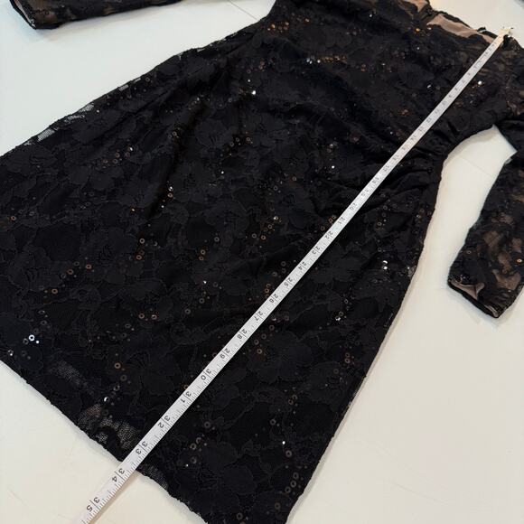 Lauren Ralph‎ Lauren Black Cocktail Dress Lace Sequin Glam Party Women's Size 2P - Picture 10 of 11
